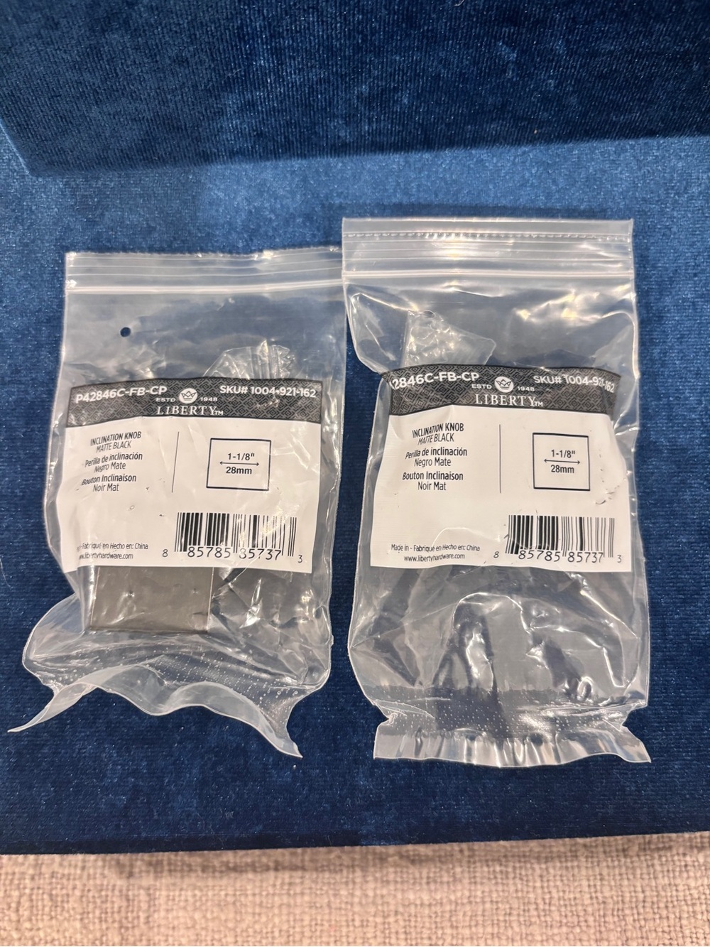 NWT “Liberty” Matte Black Inclination Knobs (2-Pack) 1-1/8”(28mm)